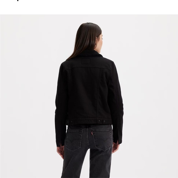 Levi’s Original Sherpa Trucker Jacket Black Denim size M - Picture 2 of 16